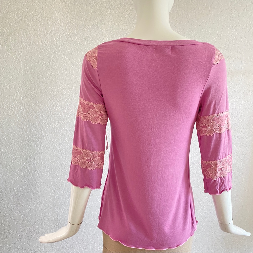 Claire Pettibone Mauve Lace Trim Long Sleeve Top — image 3 of 6